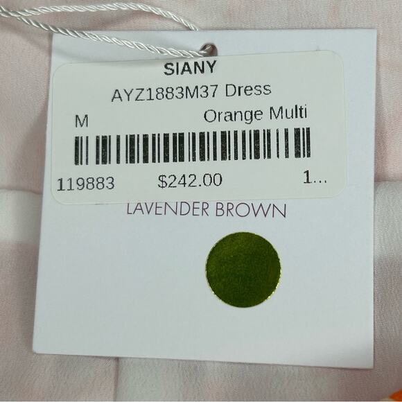 Lavender Brown Orange Multi Print Flutter Sleeve Maxi Dress Medium NWT - Picture 10 of 15